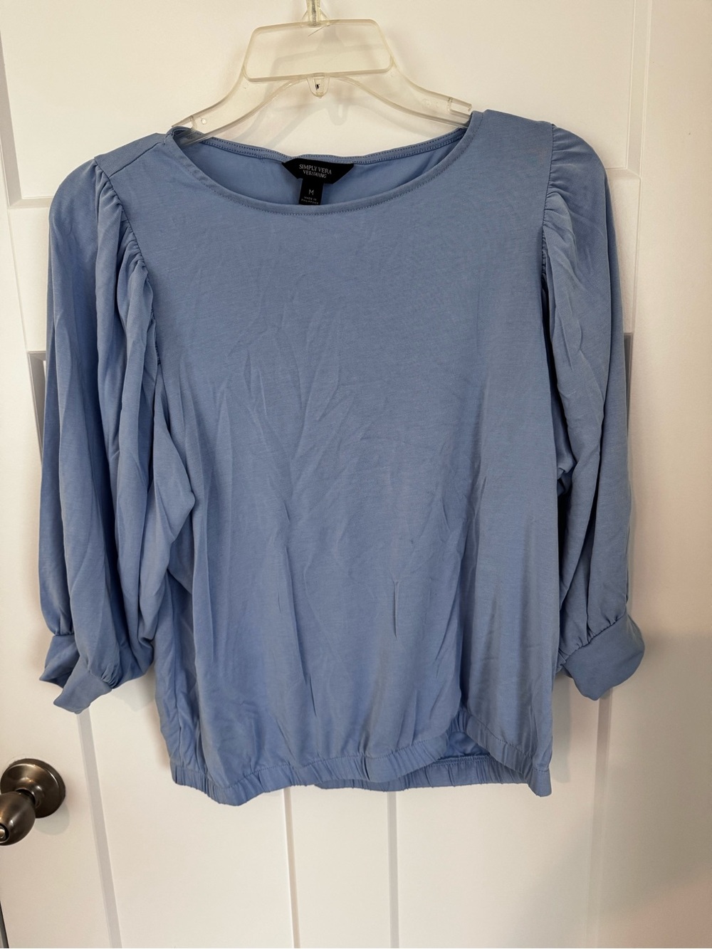 Simply Vera Vera Wang Light Blue Puff-Sleeve Blouse